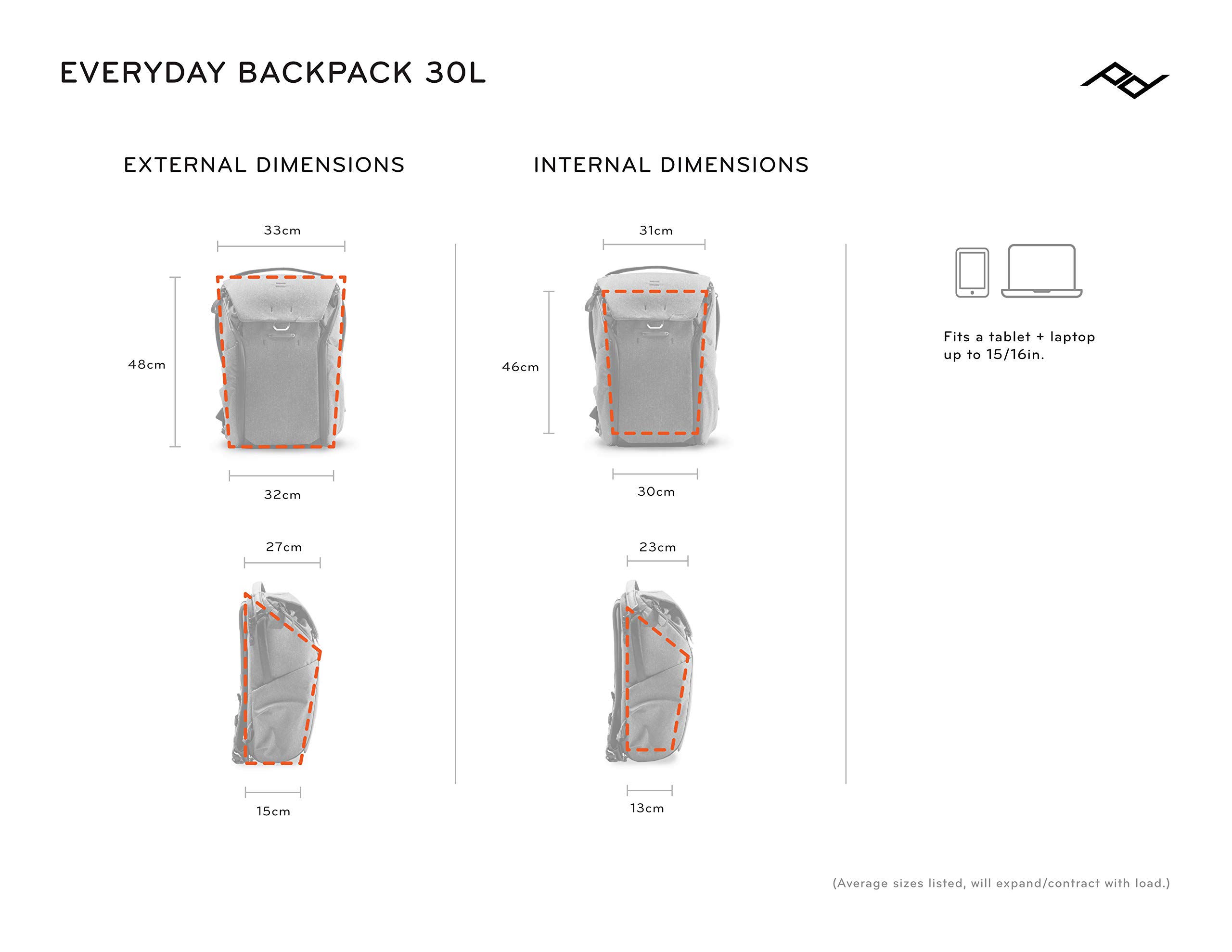 Peak Design Everyday Backpack 30L, Black, MagLatch Top, Dual Side Access, FlexFold Dividers, Fits 15" or 16" Laptop, For Camera Carry, Daily Commutes or Travel, Versatile Backpack for Men and Women - Image 9
